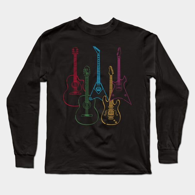 Retro Guitar Long Sleeve T-Shirt by shirtsyoulike